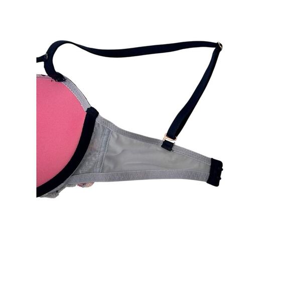 Victoria's Secret PINK Bra Womens Size 32D Blue Floral Unlined Push Up Lace - Picture 5 of 8